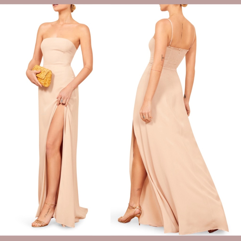 NEW Reformation [ 10 ]‎ Strapless Ingrid Maxi Dress Gown in Champagne Nude